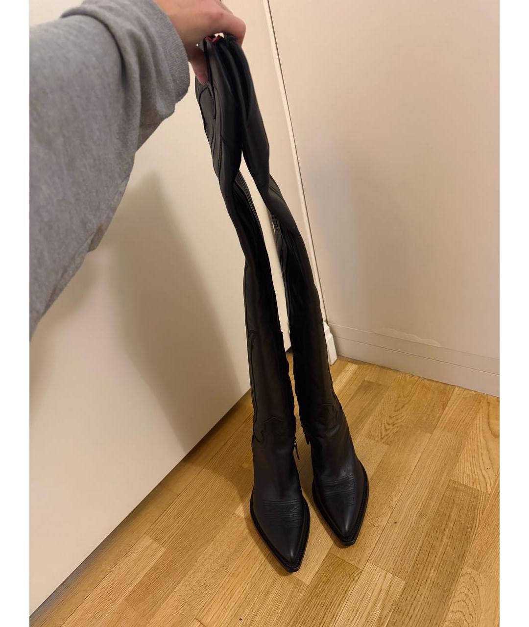 SONORA Черные кожаные сапоги, фото 4