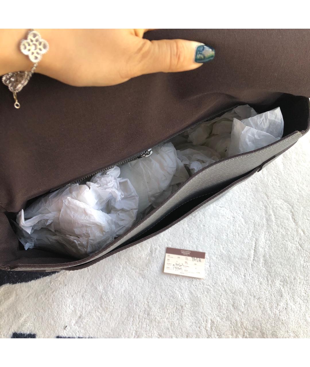 LOUIS VUITTON Серая кожаная сумка через плечо, фото 6