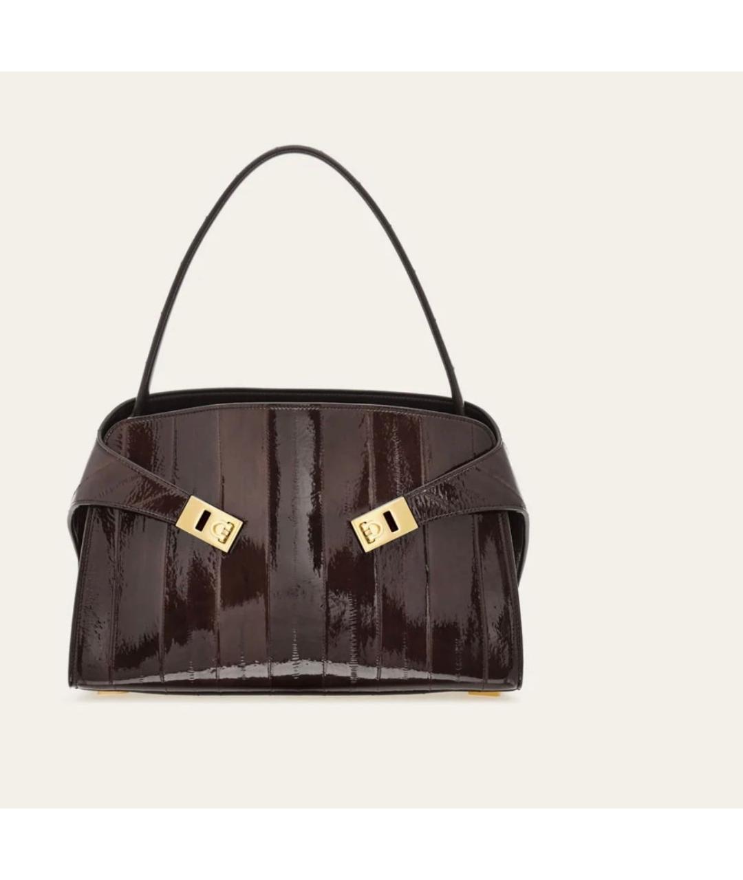 FERRAGAMO Коричневая сумка тоут из лакированной кожи, фото 2