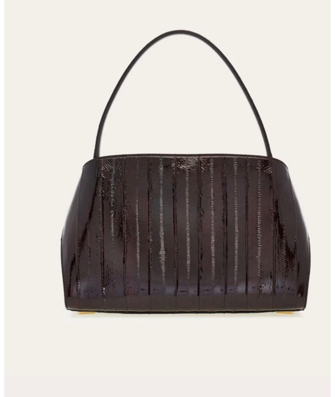 FERRAGAMO Коричневая сумка тоут из лакированной кожи, фото 3