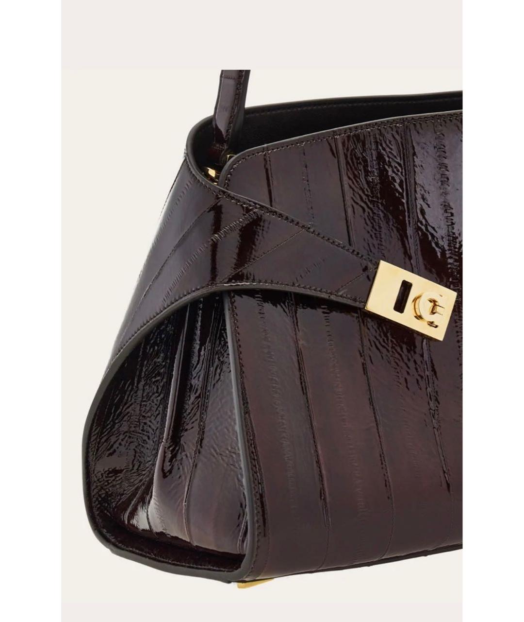 FERRAGAMO Коричневая сумка тоут из лакированной кожи, фото 6