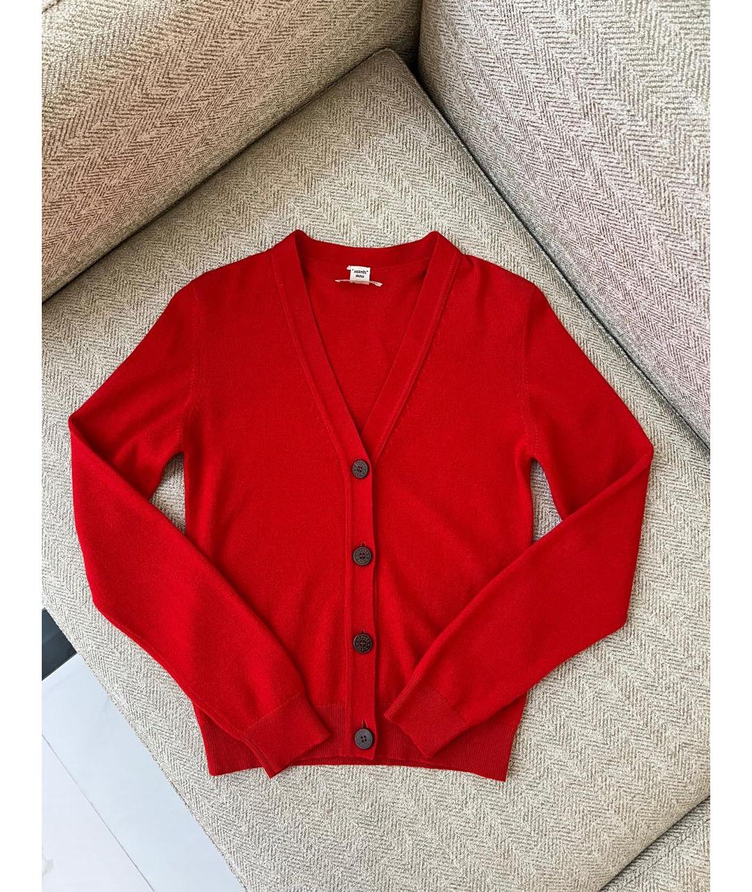 HERMES Красный кашемировый кардиган, фото 8