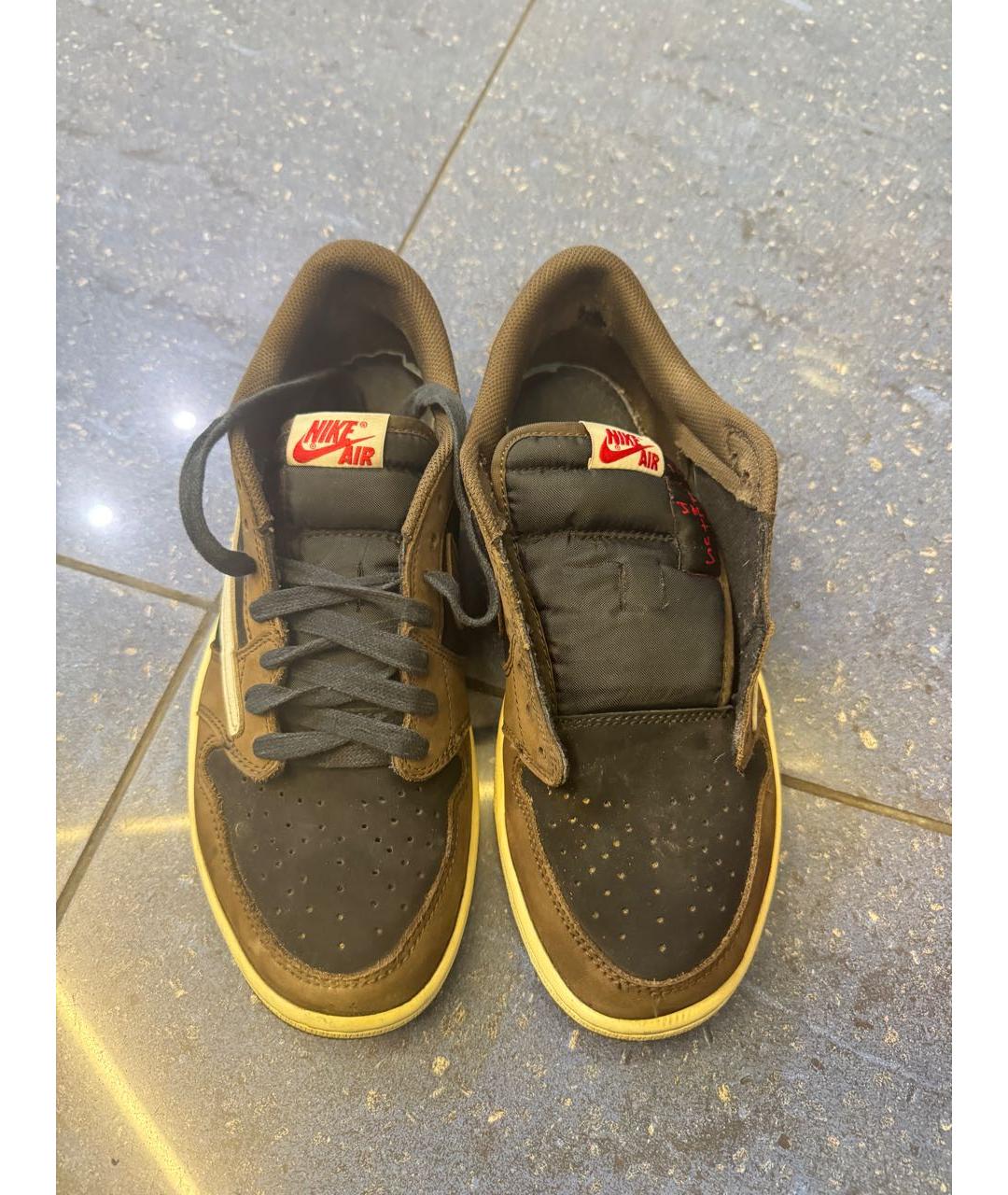 NIKE Коричневые нубуковые низкие кроссовки / кеды, фото 2