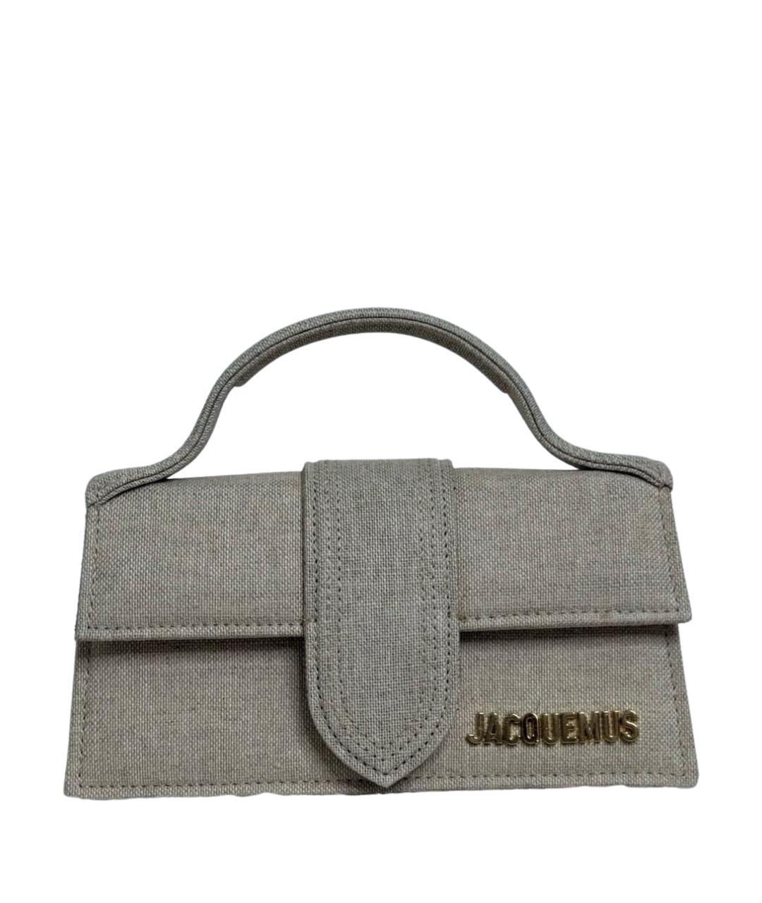 JACQUEMUS Бежевая льняная сумка с короткими ручками, фото 1