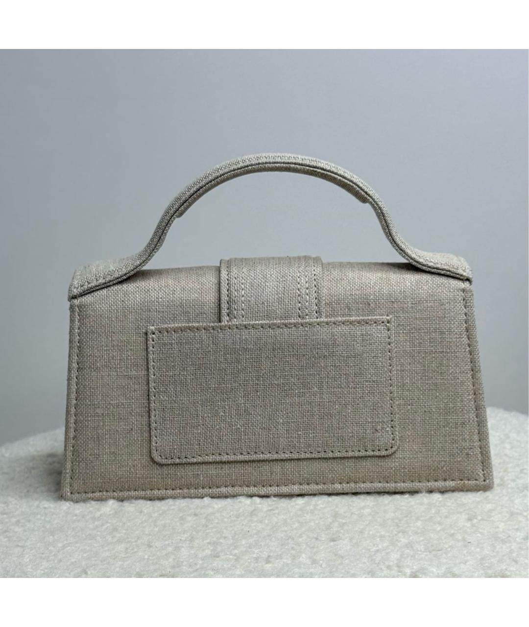 JACQUEMUS Бежевая льняная сумка с короткими ручками, фото 3
