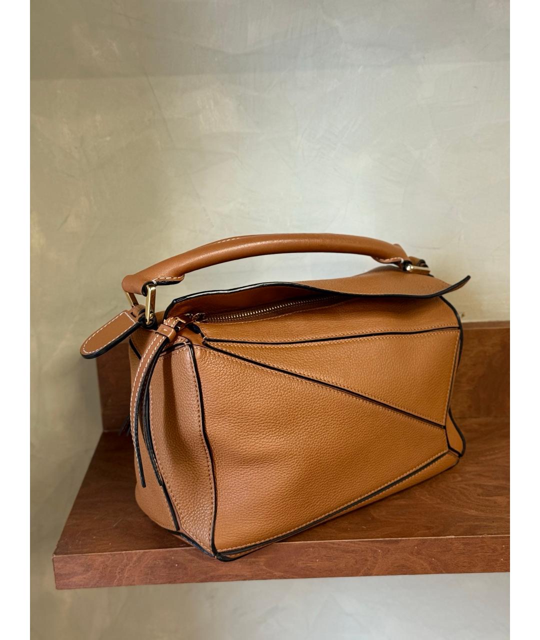 LOEWE Коричневая кожаная сумка с короткими ручками, фото 2