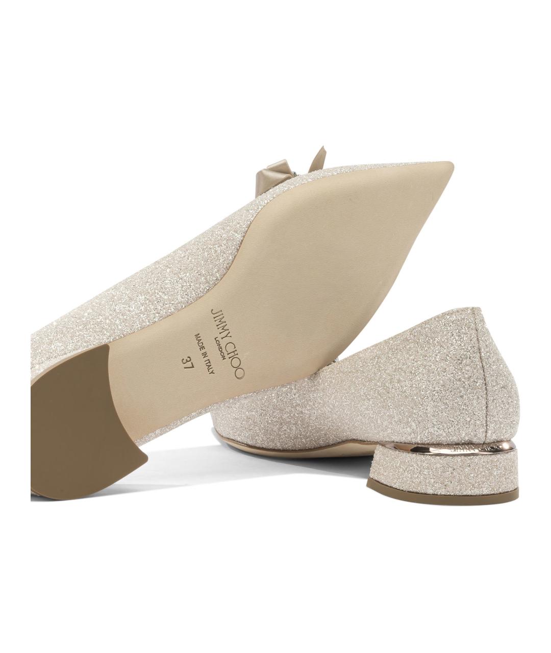 JIMMY CHOO Золотые текстильные балетки, фото 5