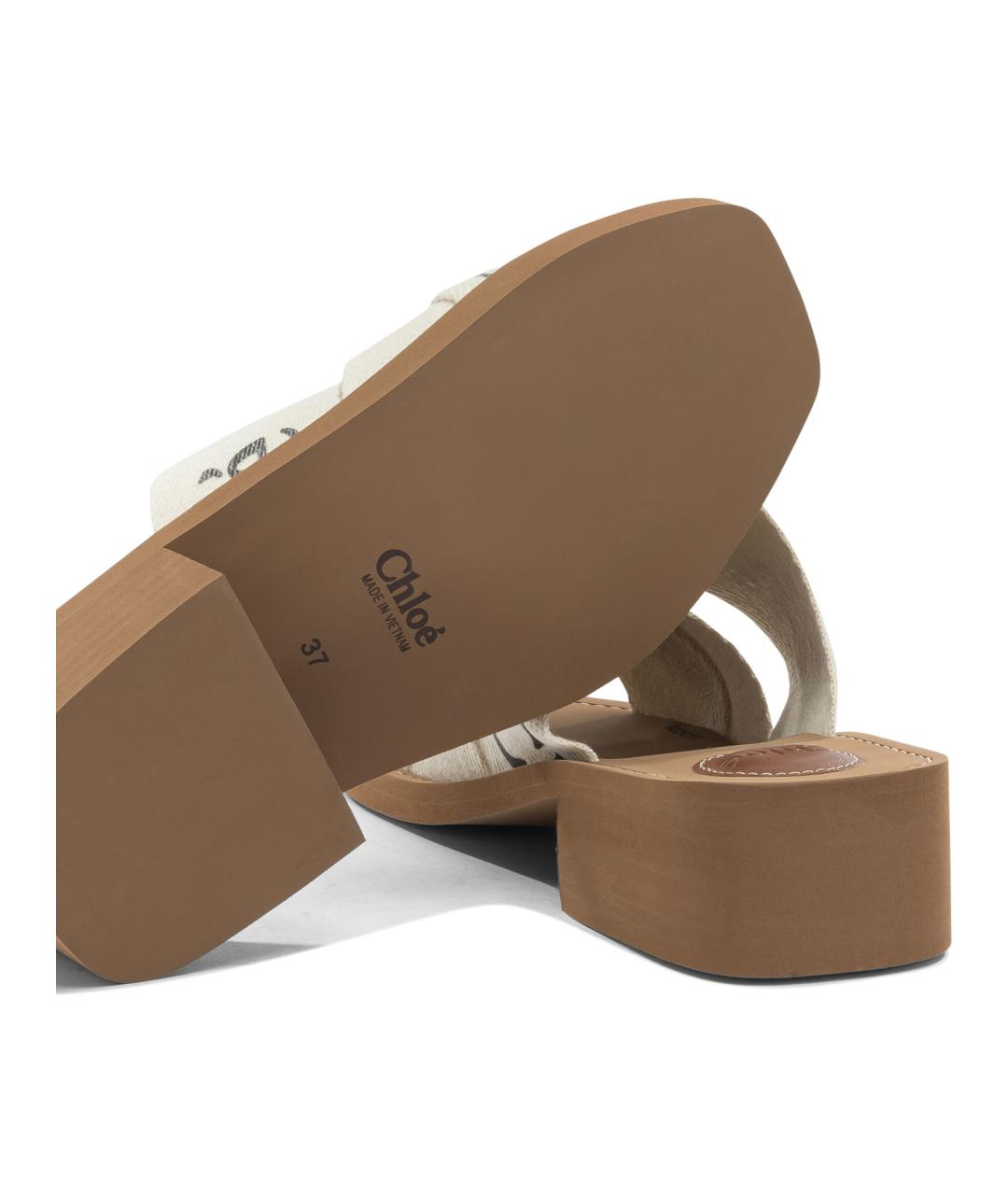 CHLOE Белые текстильные шлепанцы, фото 5