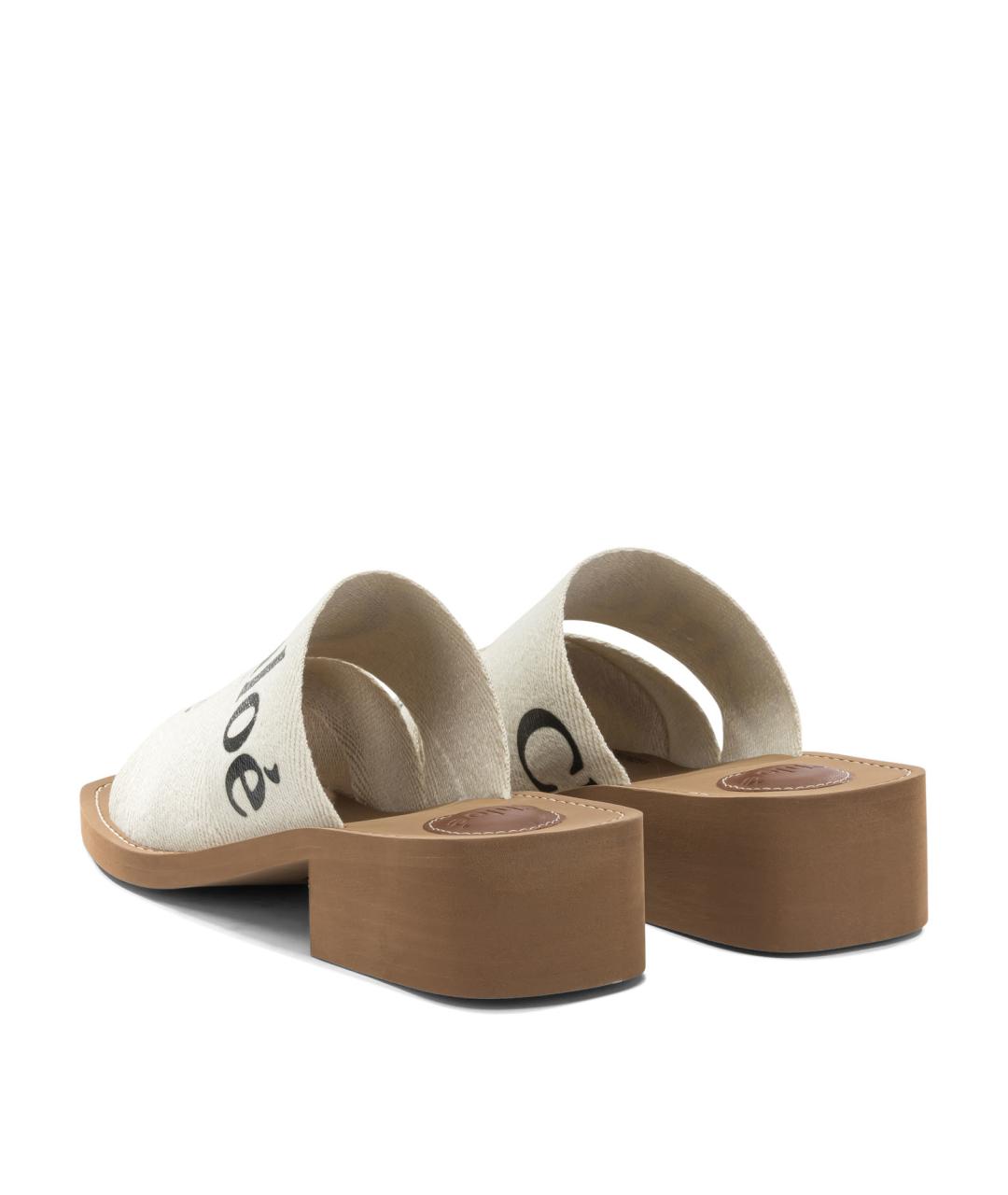 CHLOE Белые текстильные шлепанцы, фото 4