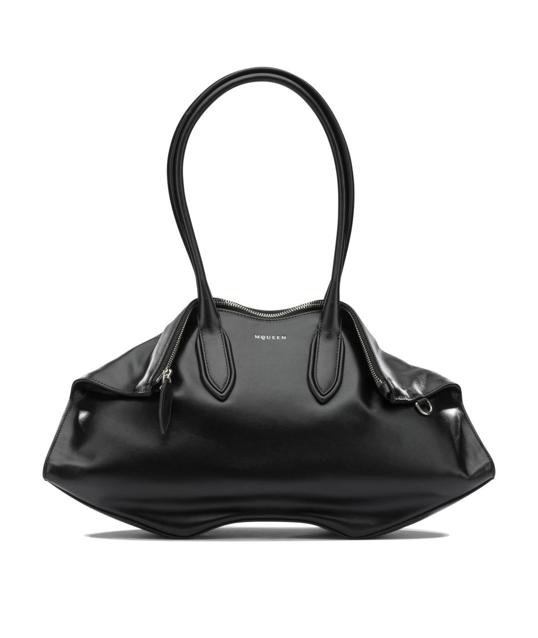 ALEXANDER MCQUEEN Черная кожаная сумка через плечо, фото 1