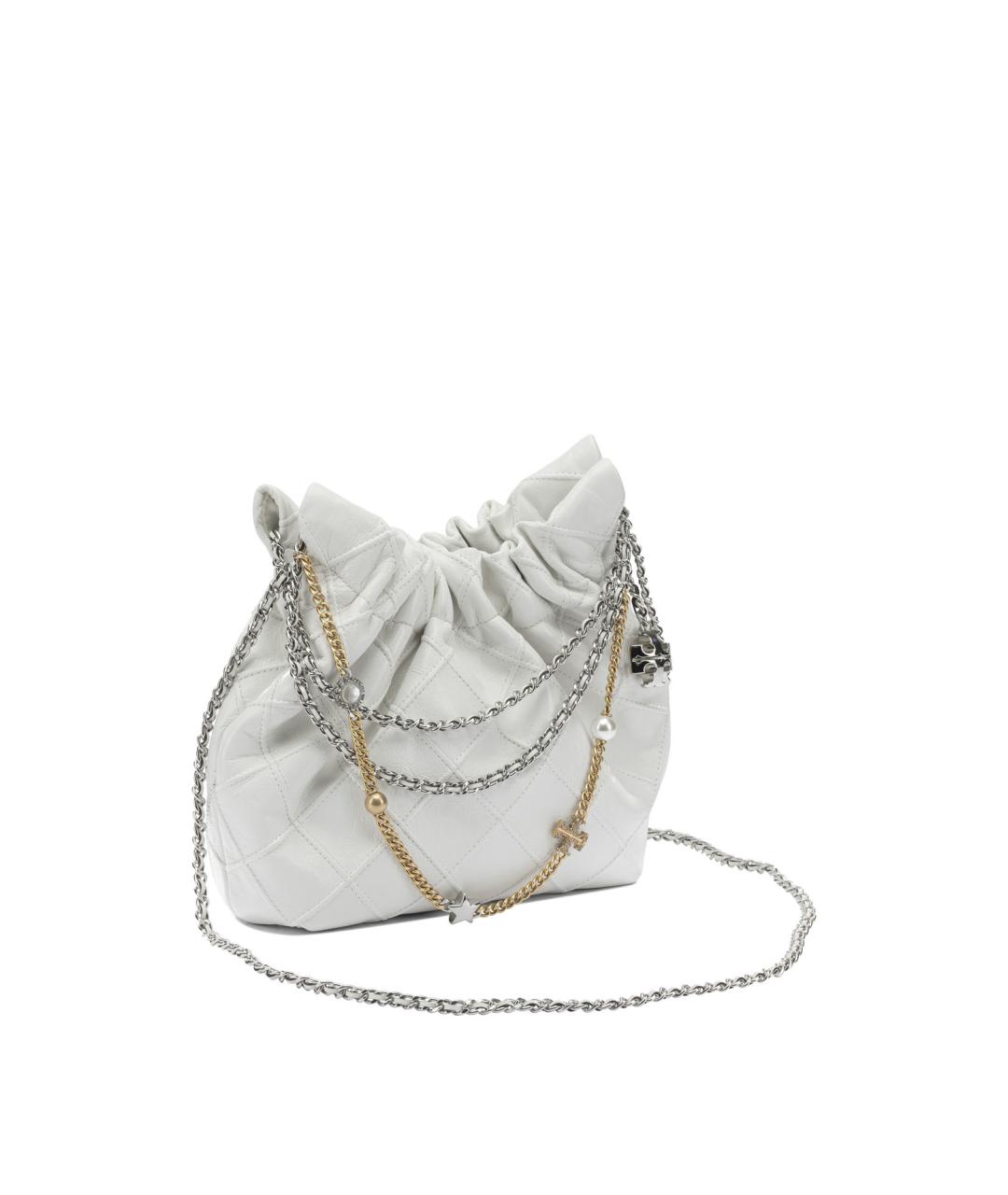 TORY BURCH Белая кожаная сумка через плечо, фото 2