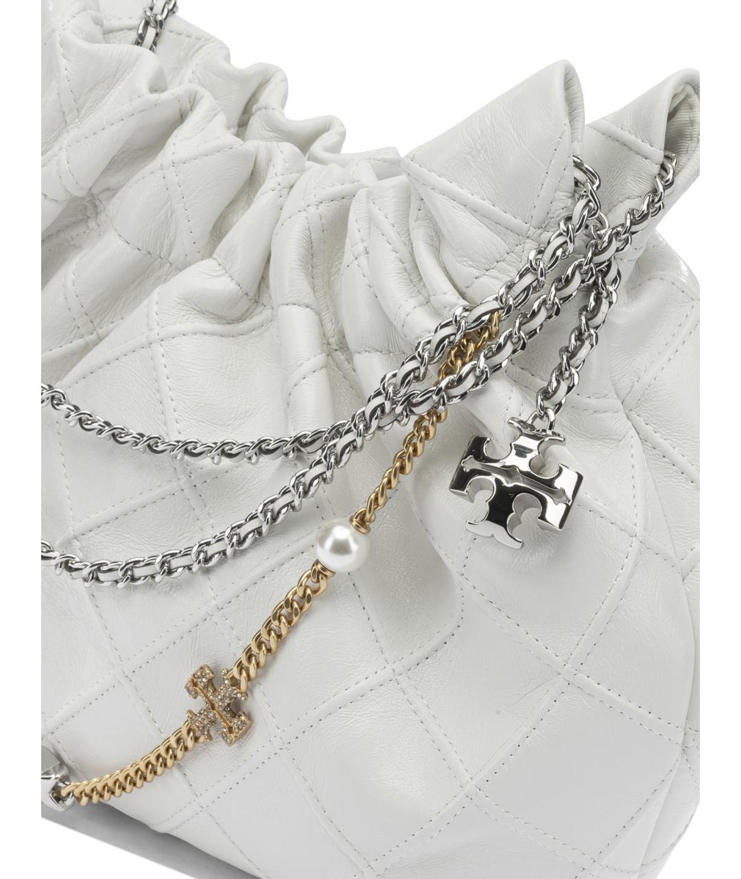 TORY BURCH Белая кожаная сумка через плечо, фото 4