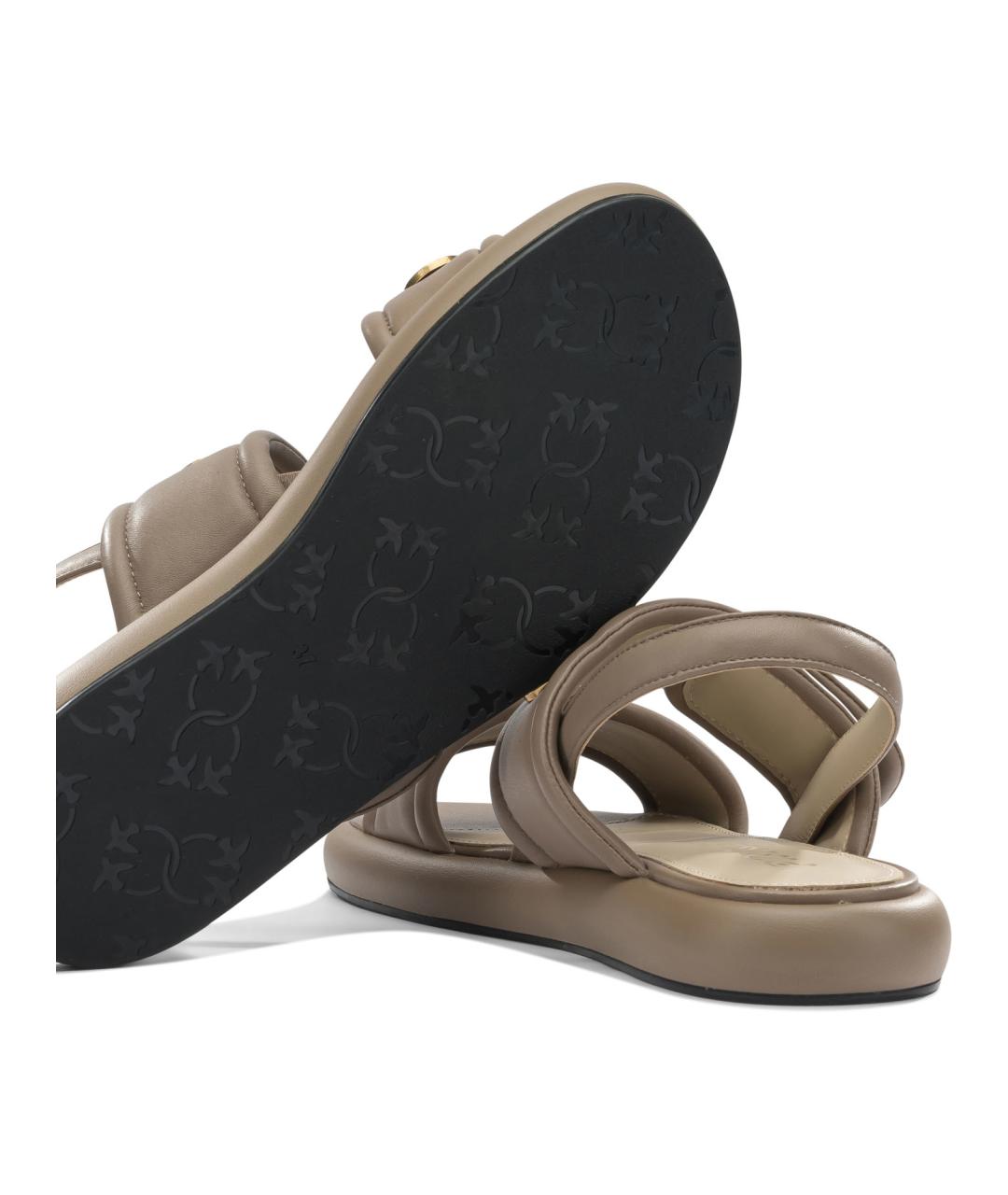 PINKO Бежевые кожаные сандалии, фото 5