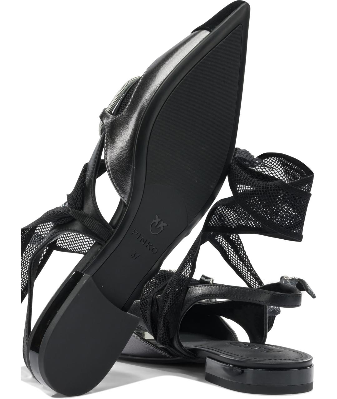 PINKO Черные кожаные босоножки, фото 5