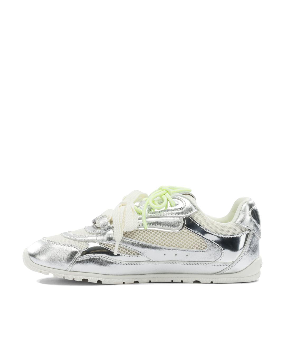PINKO Серебряные кожаные кроссовки, фото 3