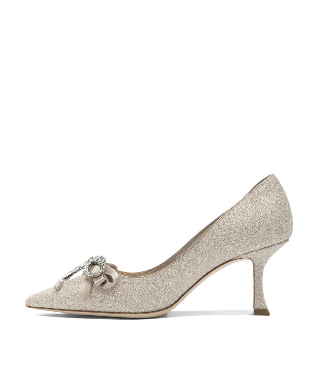 JIMMY CHOO Золотые текстильные туфли, фото 3