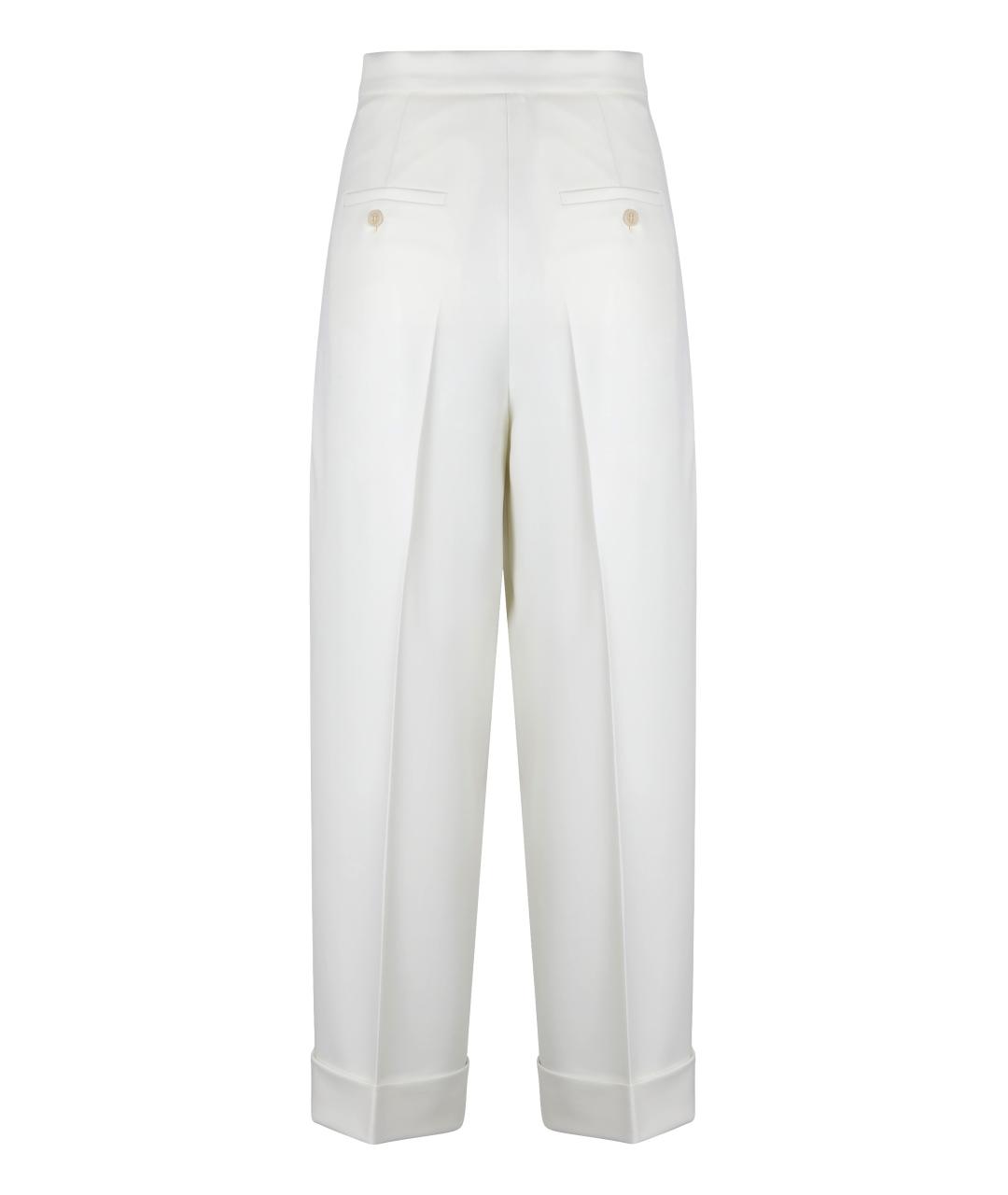MAX MARA Белые шерстяные прямые брюки, фото 2