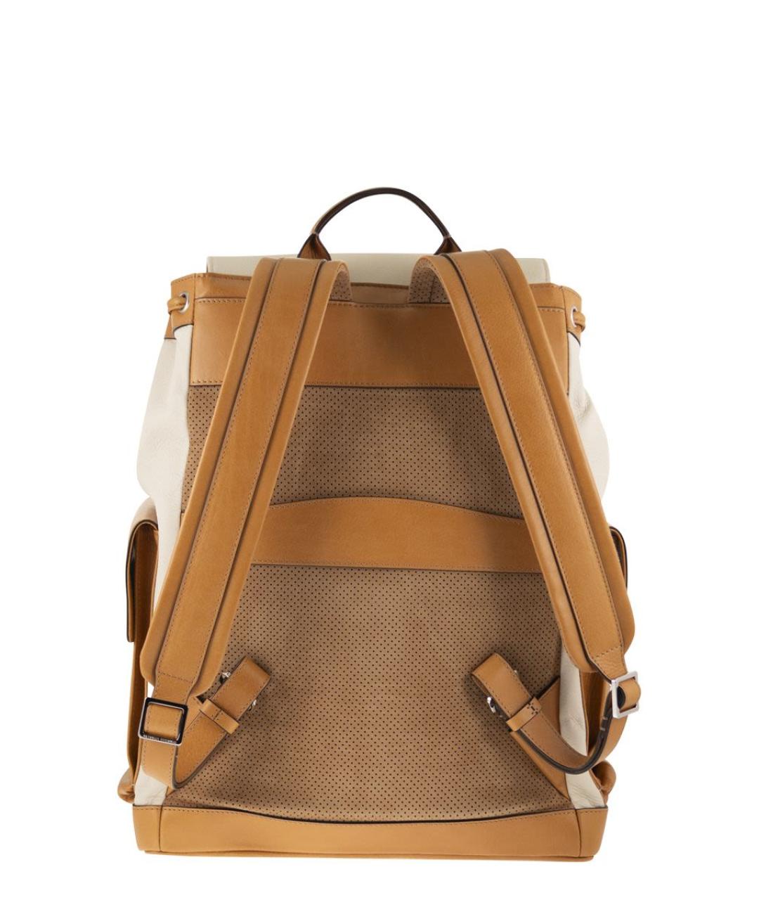 BRUNELLO CUCINELLI Бежевый кожаный рюкзак, фото 4