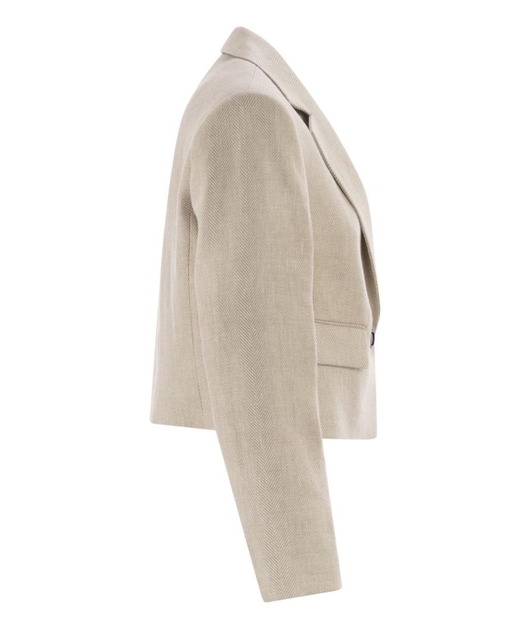 BRUNELLO CUCINELLI Бежевый льняной жакет/пиджак, фото 3