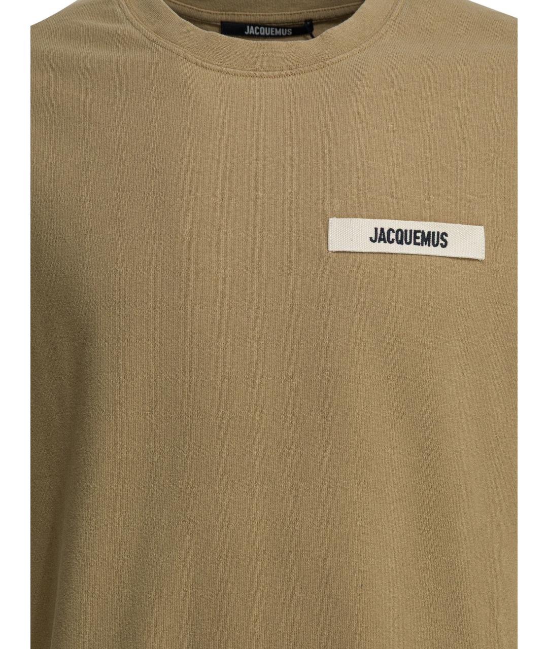 JACQUEMUS Коричневая хлопковая футболка, фото 3