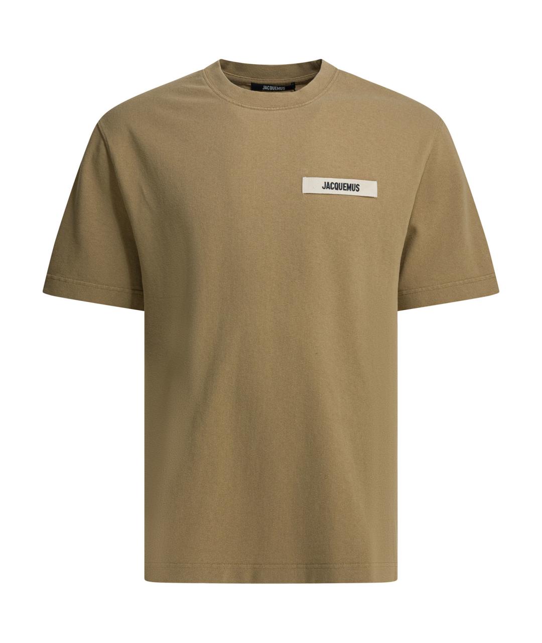 JACQUEMUS Коричневая хлопковая футболка, фото 1