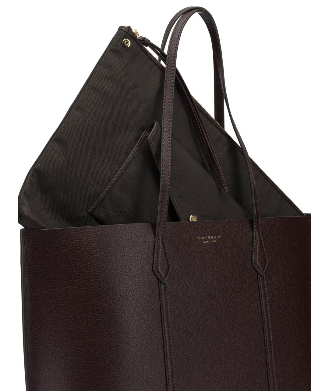 TORY BURCH Бордовая кожаная сумка тоут, фото 4