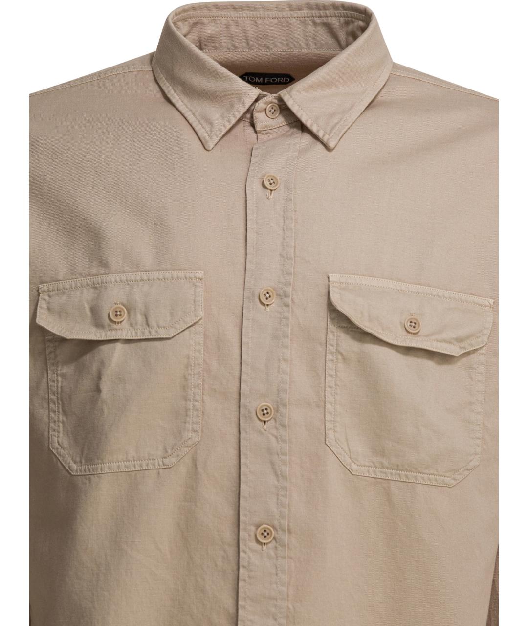 TOM FORD Бежевая хлопковая кэжуал рубашка, фото 3