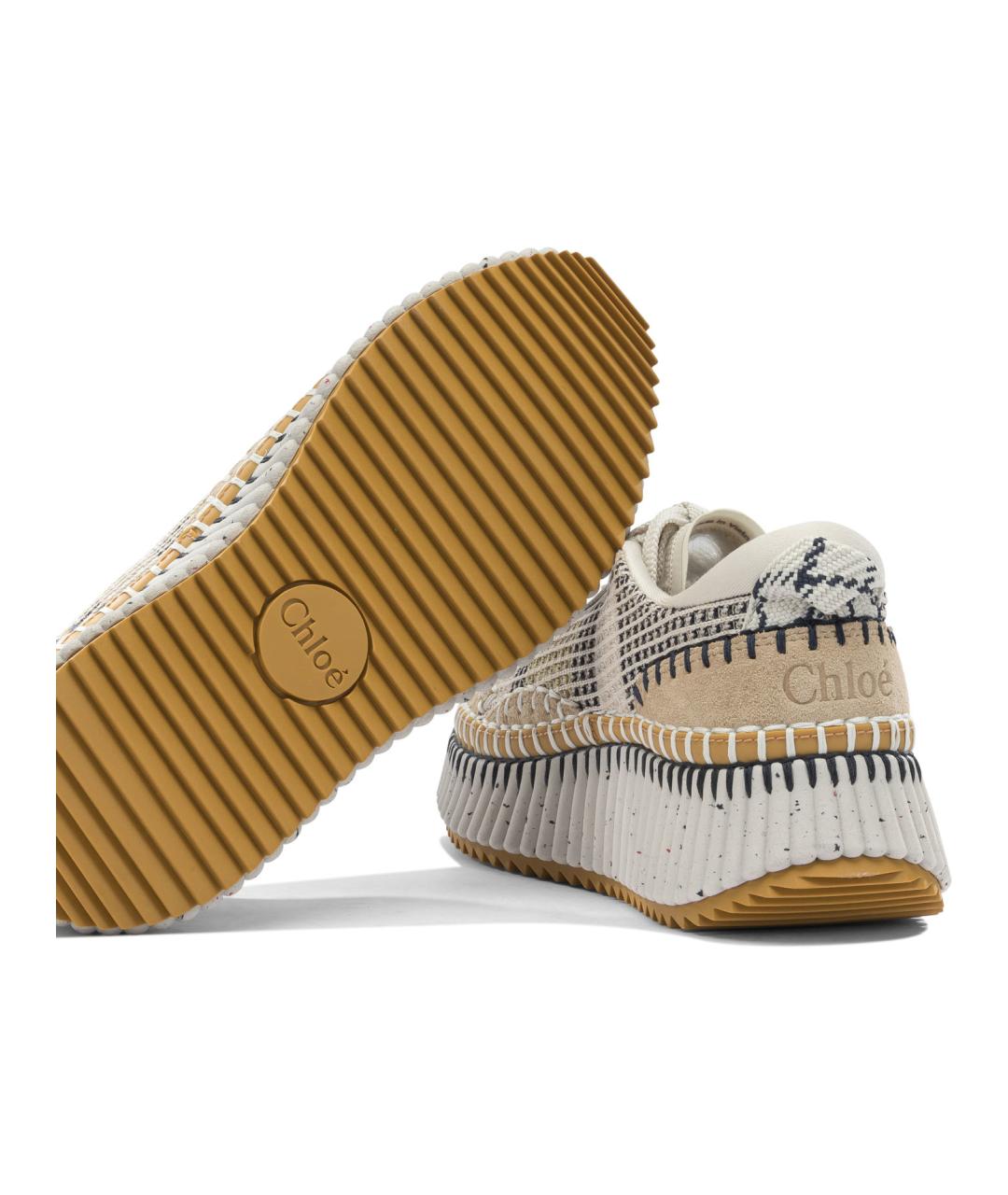 CHLOE Бежевые текстильные кроссовки, фото 5