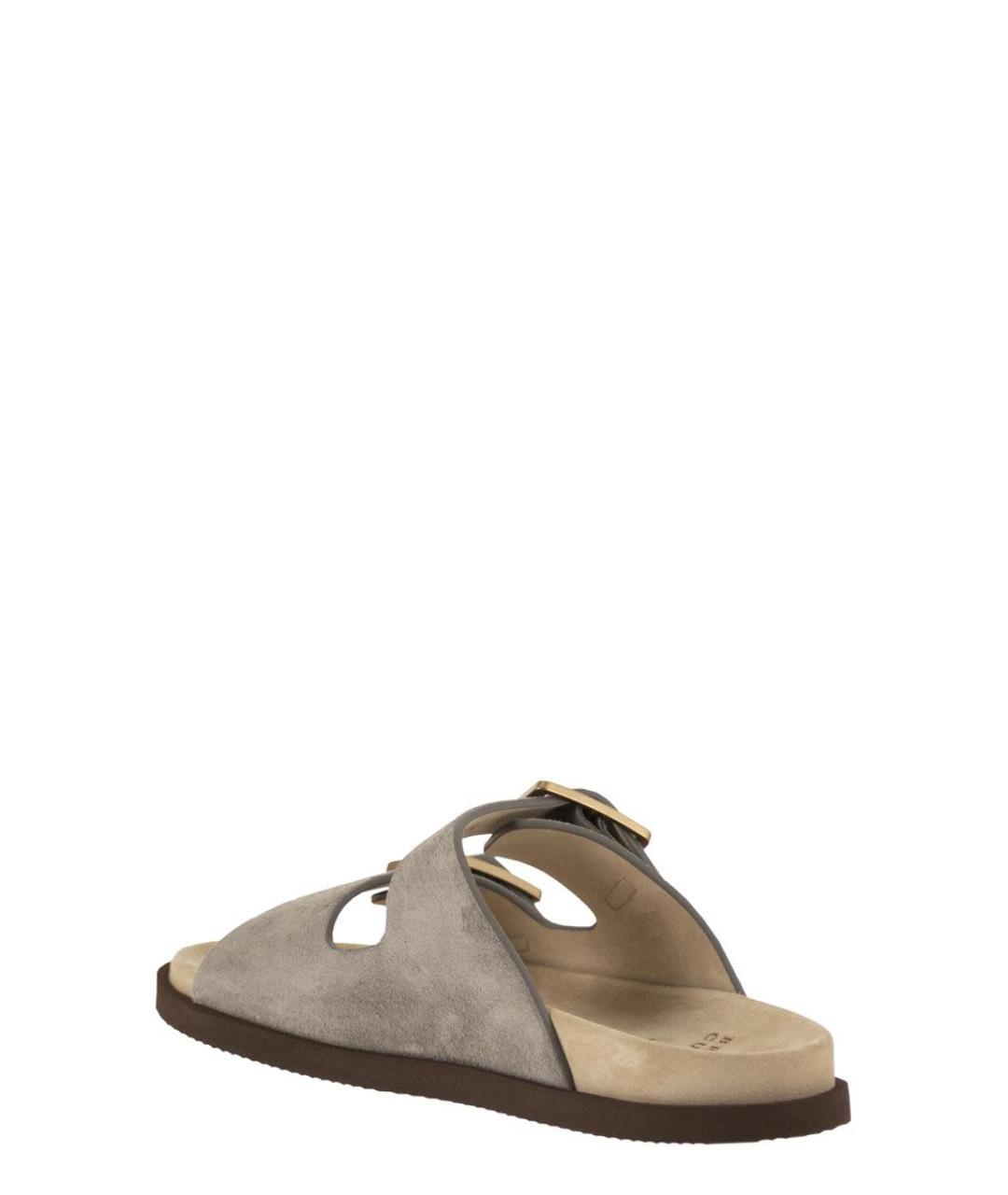 BRUNELLO CUCINELLI Серые замшевые шлепанцы, фото 3