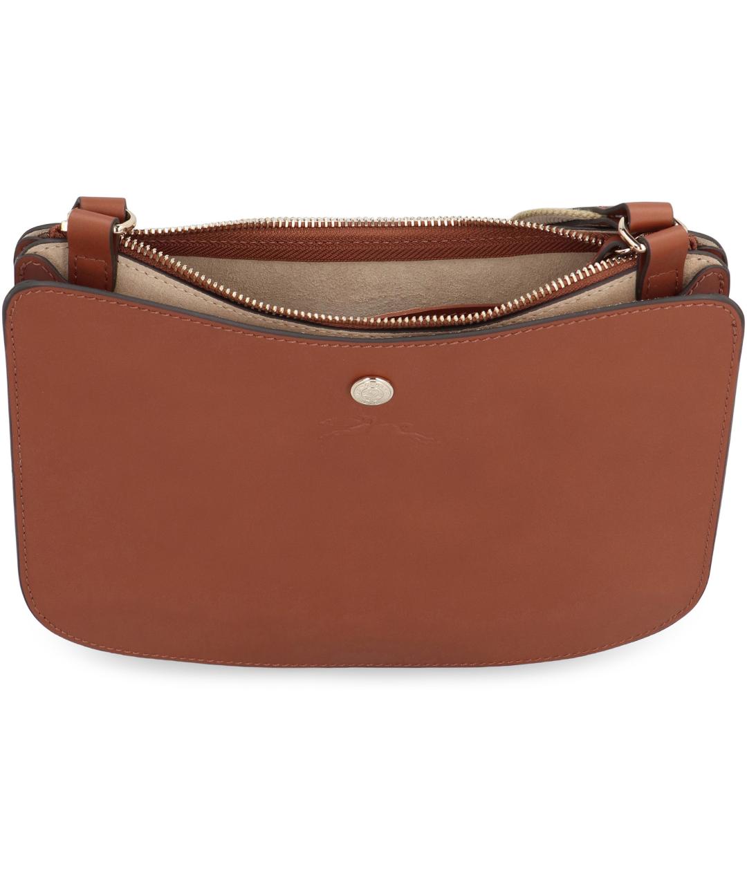 LONGCHAMP Коричневая кожаная сумка через плечо, фото 4