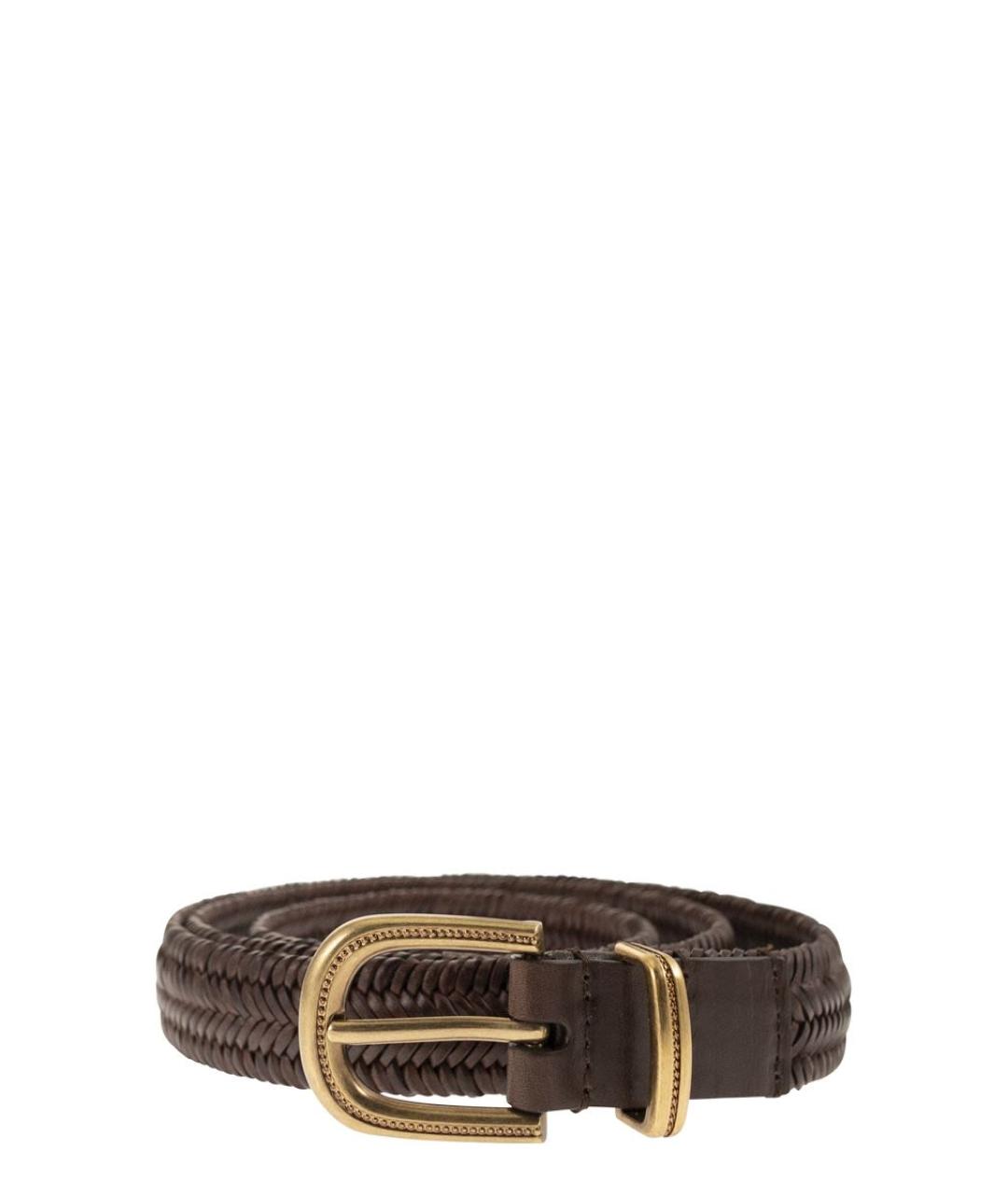 BRUNELLO CUCINELLI Коричневый кожаный ремень, фото 1