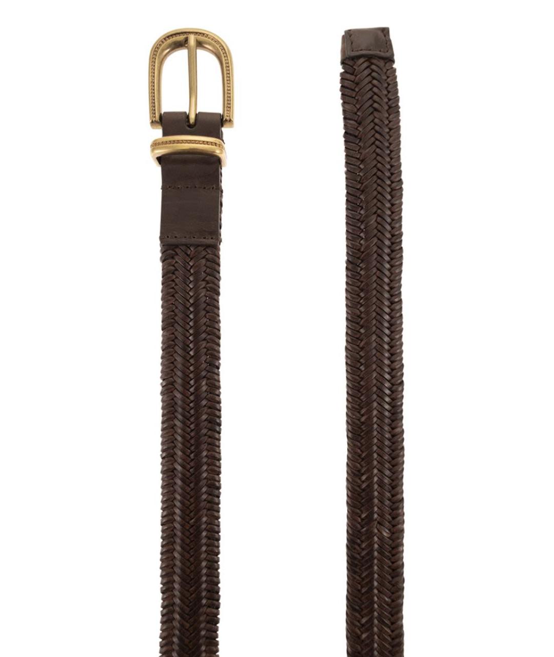 BRUNELLO CUCINELLI Коричневый кожаный ремень, фото 2