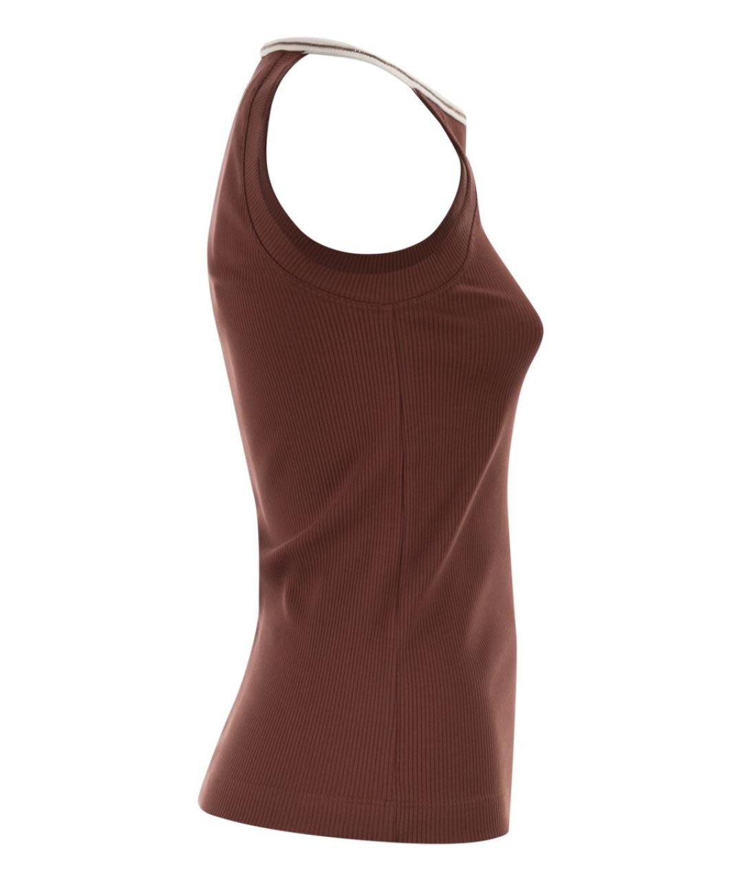 BRUNELLO CUCINELLI Бордовая хлопковая майка, фото 3