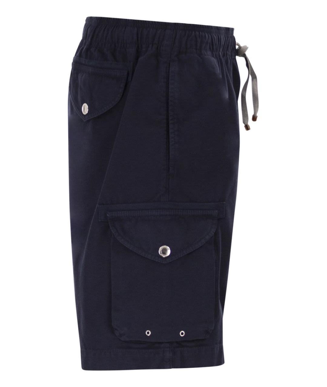BRUNELLO CUCINELLI Темно-синие хлопковые шорты, фото 3