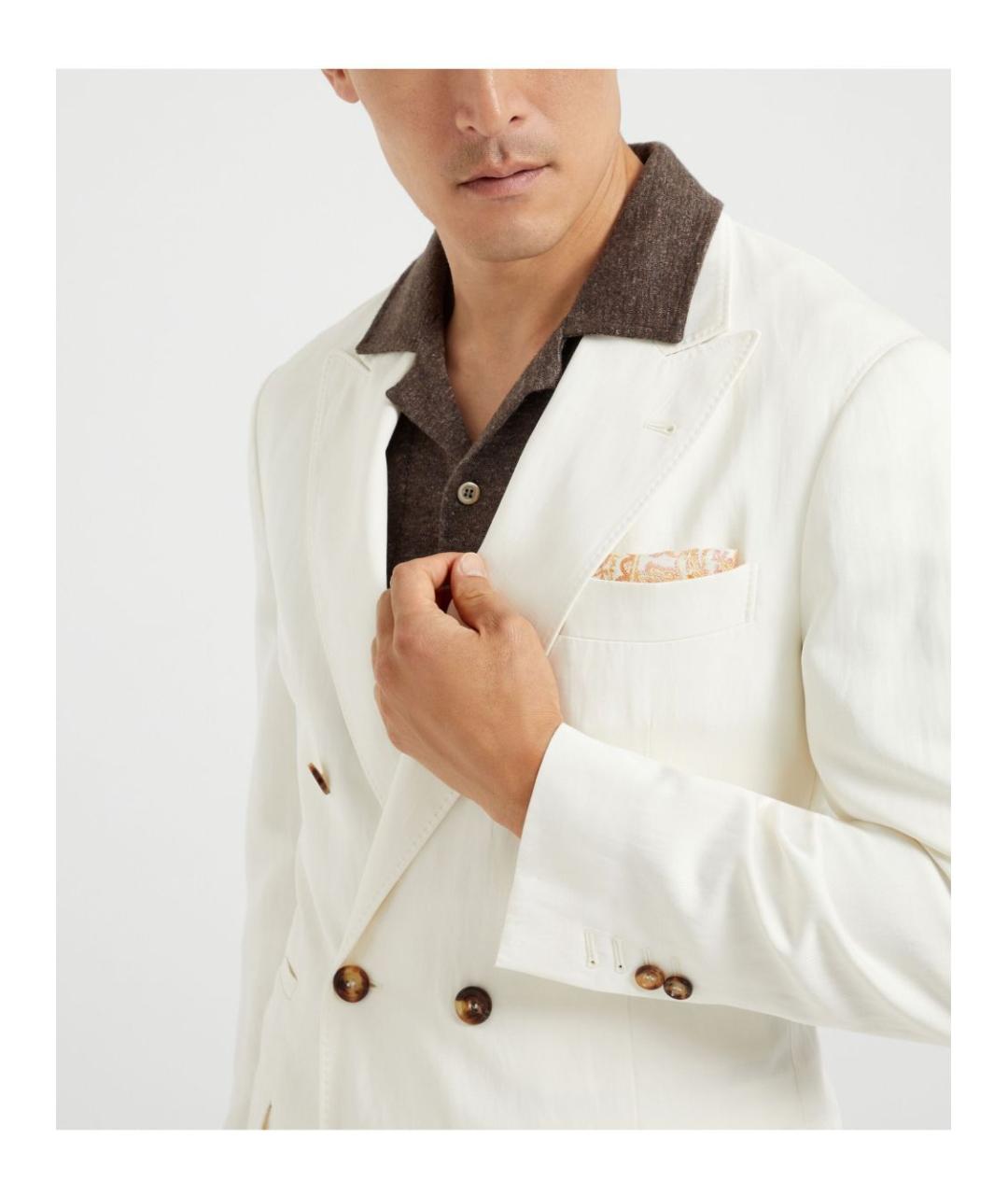 BRUNELLO CUCINELLI Белый шелковый пиджак, фото 4