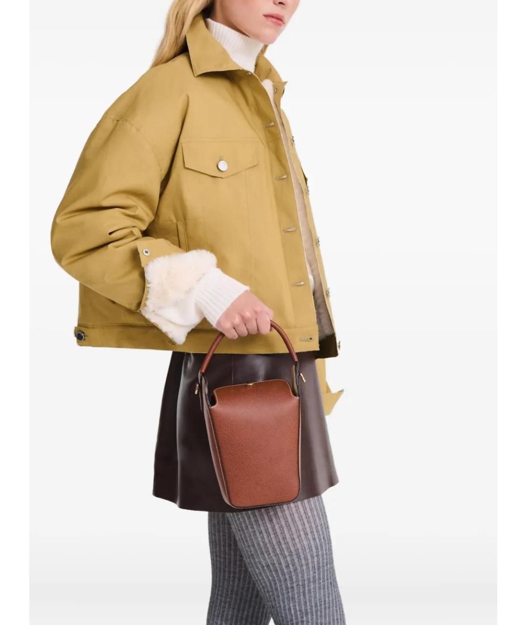 LONGCHAMP Коричневая кожаная сумка через плечо, фото 4