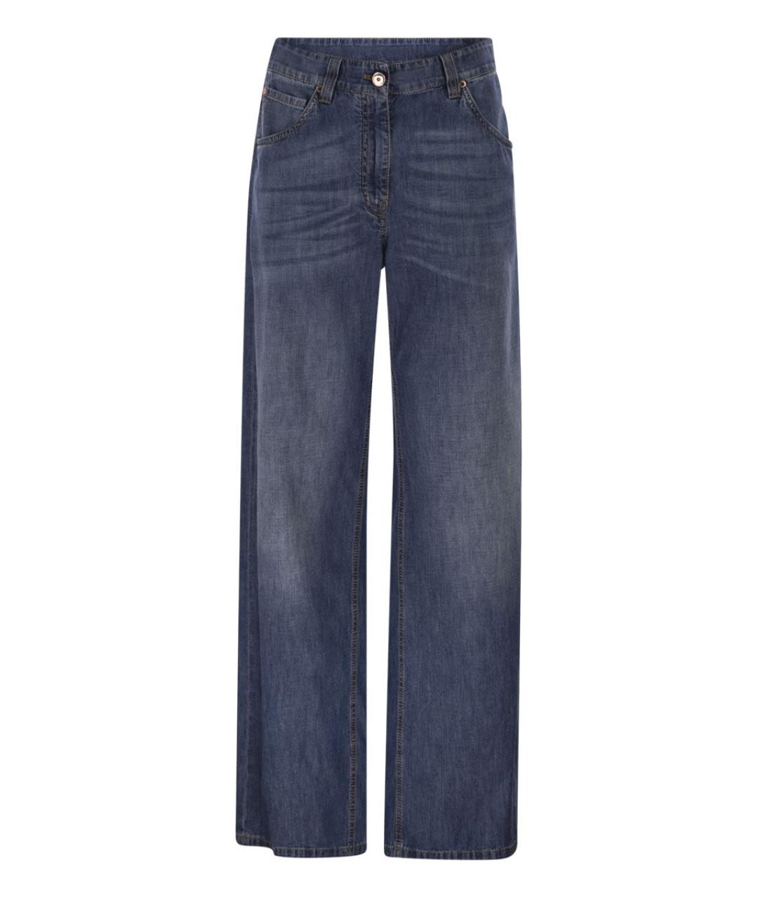 BRUNELLO CUCINELLI Синие хлопковые прямые джинсы, фото 1