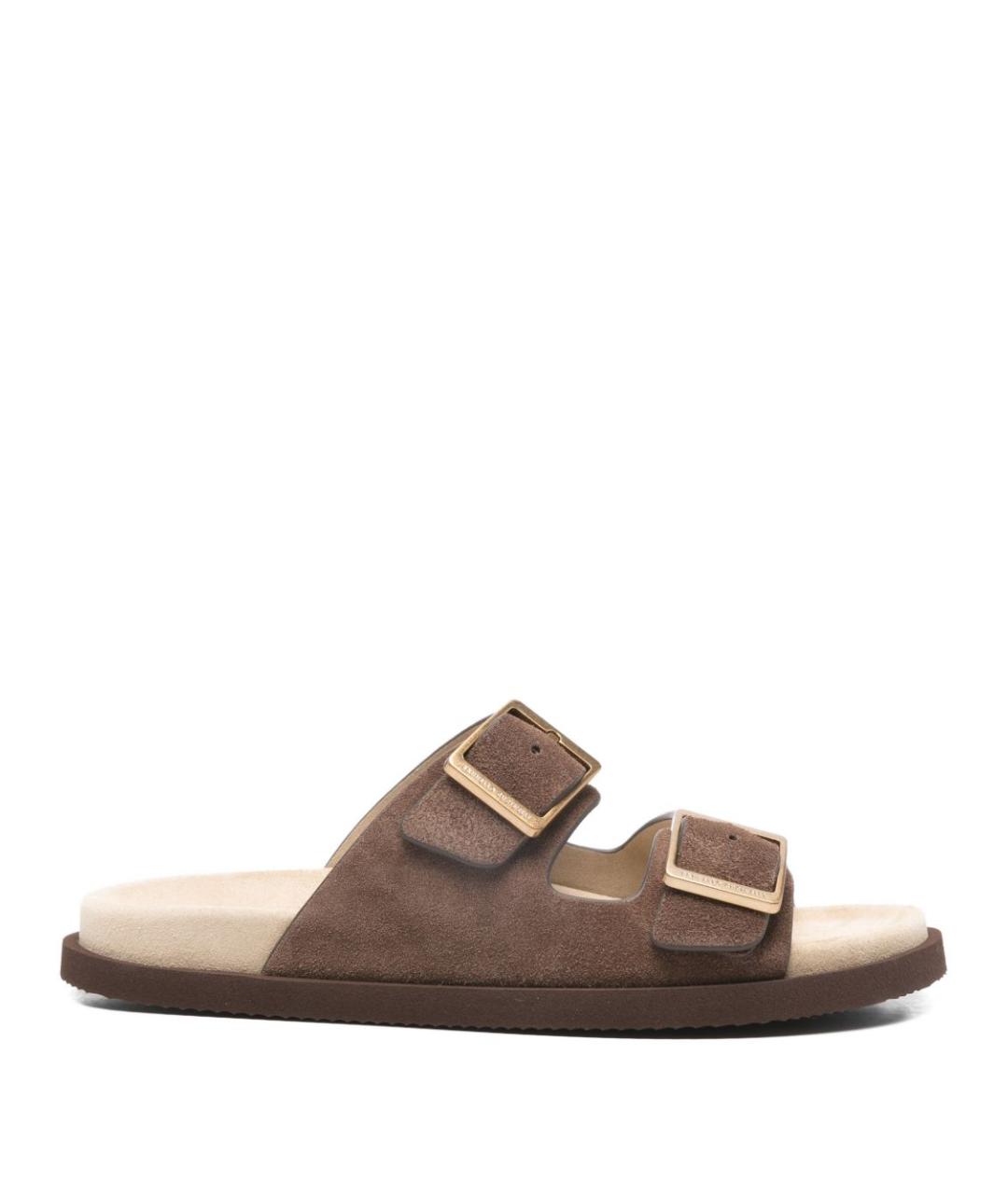 BRUNELLO CUCINELLI Коричневые замшевые шлепанцы, фото 1