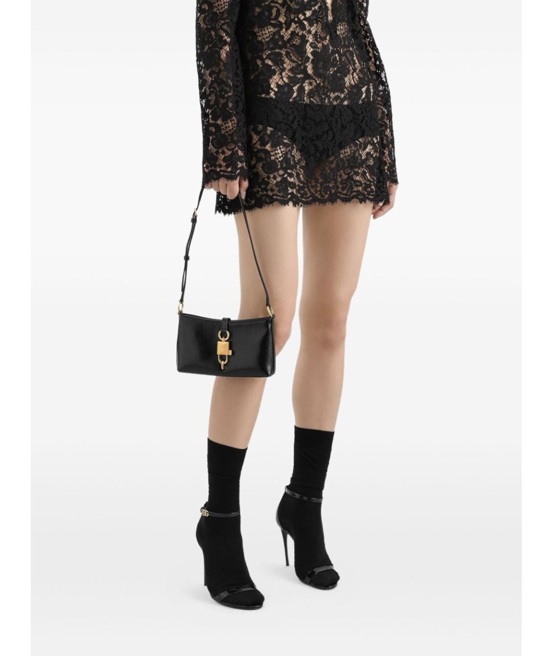 DOLCE&GABBANA Черная кожаная сумка через плечо, фото 2