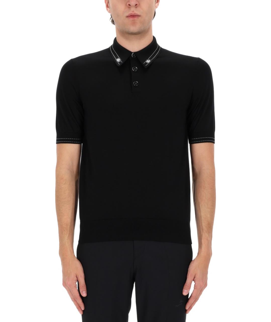 DOLCE&GABBANA Черное поло с коротким рукавом, фото 4