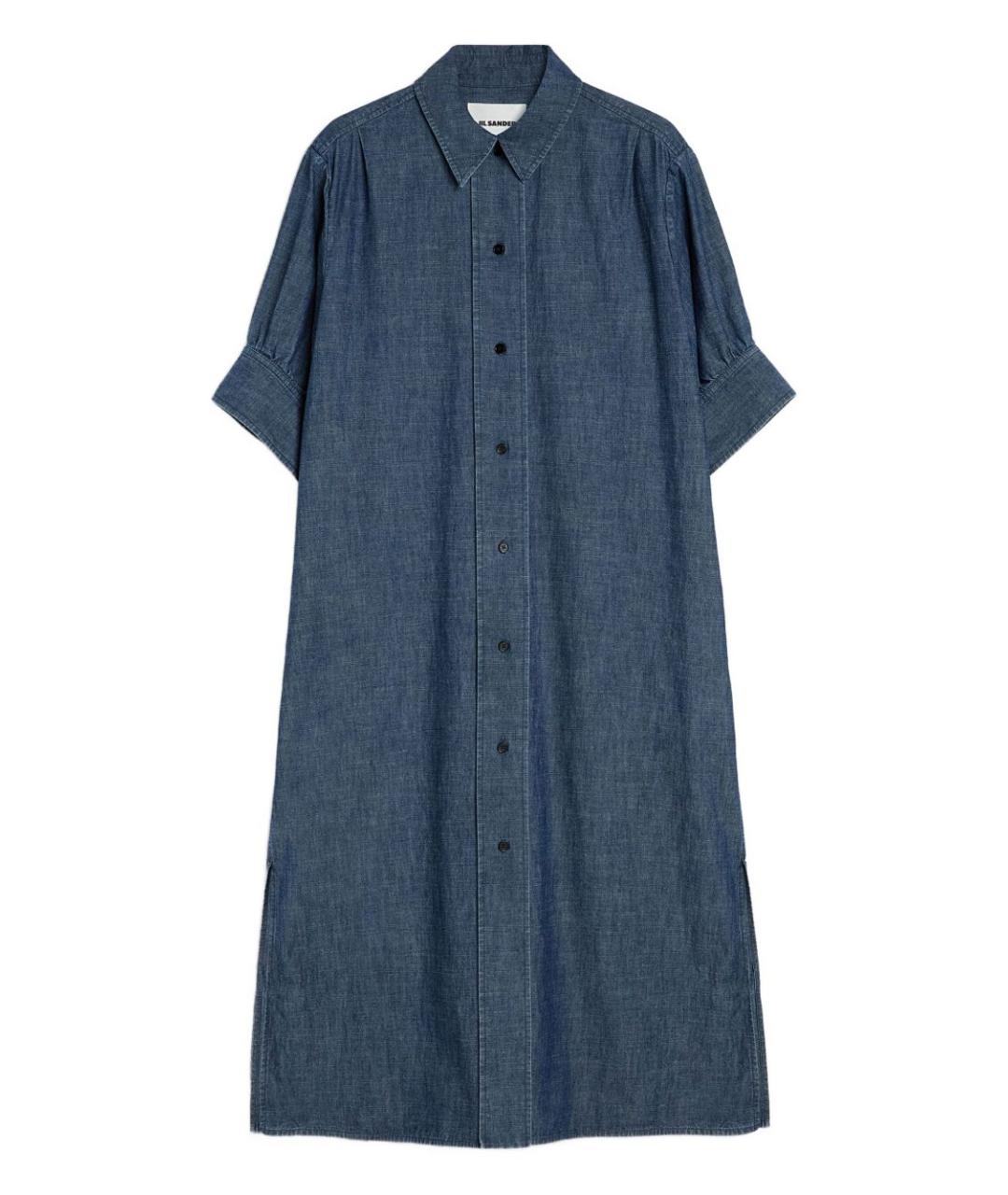 JIL SANDER Синее хлопковое повседневное платье, фото 1