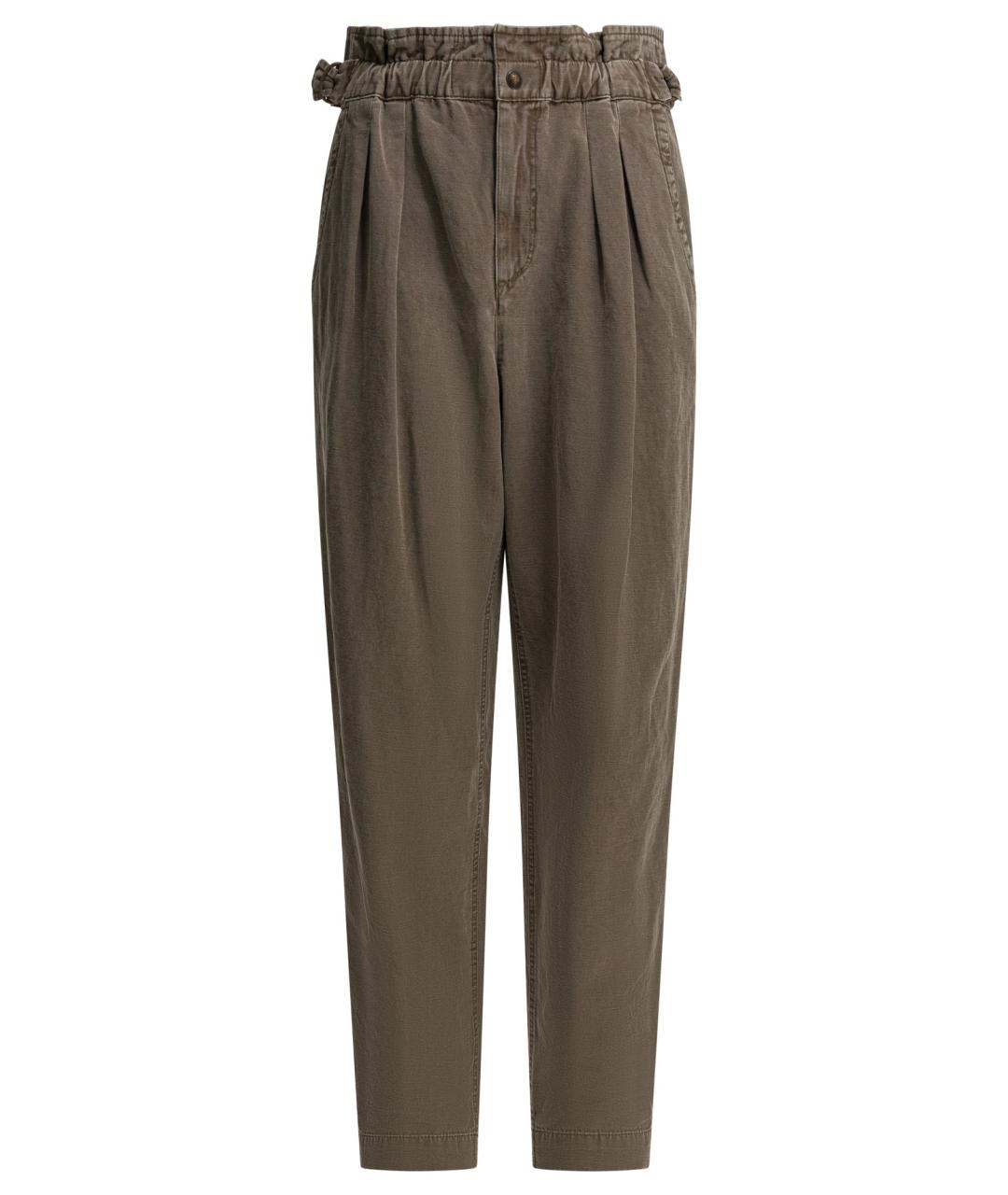 ISABEL MARANT Коричневые хлопковые прямые брюки, фото 1