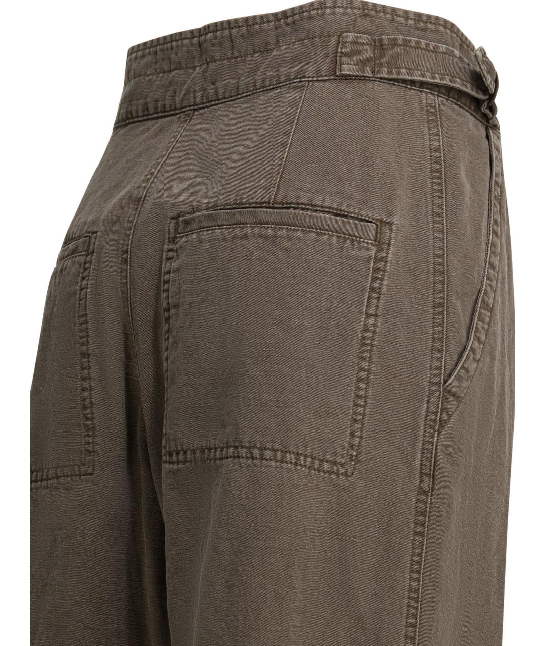 ISABEL MARANT Коричневые хлопковые прямые брюки, фото 4