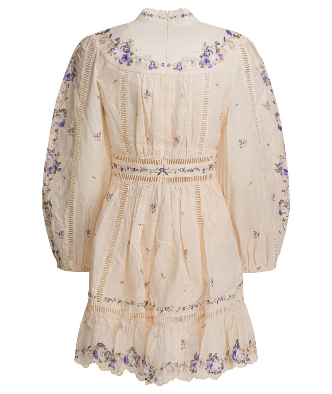 ZIMMERMANN Бежевое льняное повседневное платье, фото 2