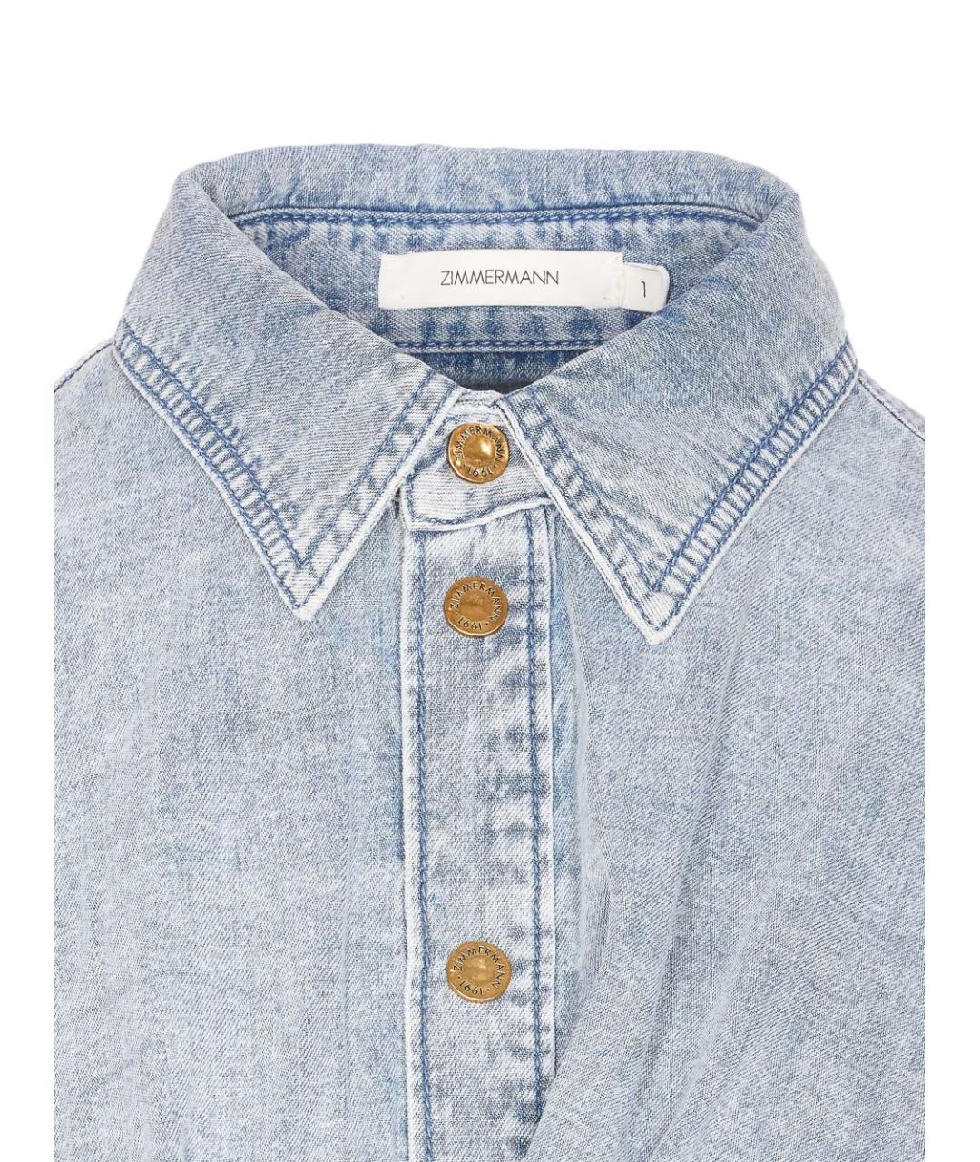 ZIMMERMANN Голубая хлопковая рубашка, фото 4