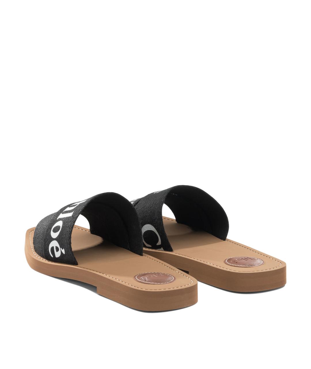 CHLOE Черные текстильные шлепанцы, фото 4