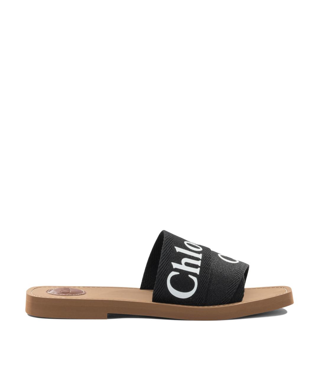 CHLOE Черные текстильные шлепанцы, фото 1