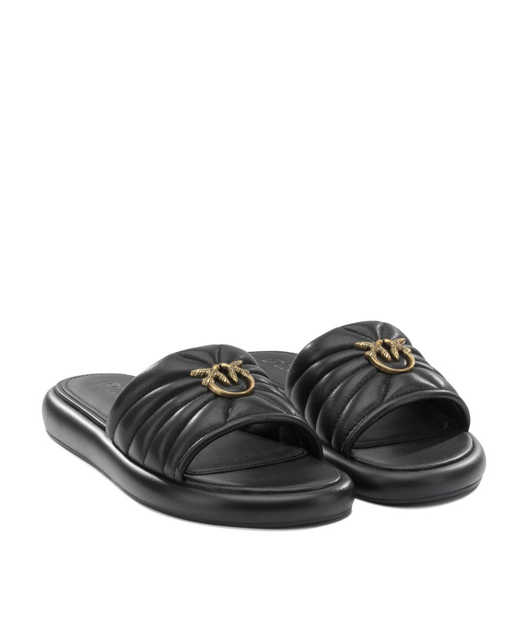 PINKO Черные кожаные шлепанцы, фото 2