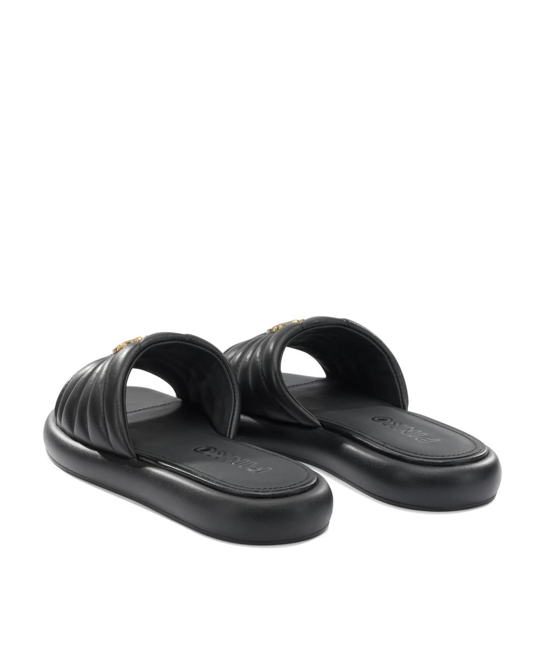 PINKO Черные кожаные шлепанцы, фото 4