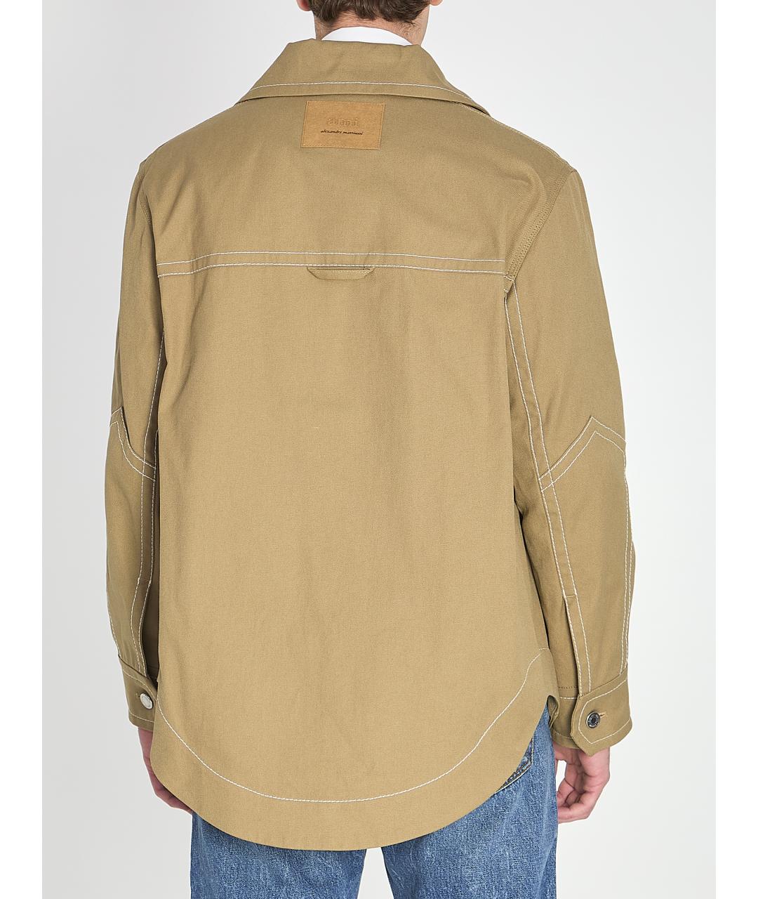 Ami Paris Бежевая хлопковая кэжуал рубашка, фото 5